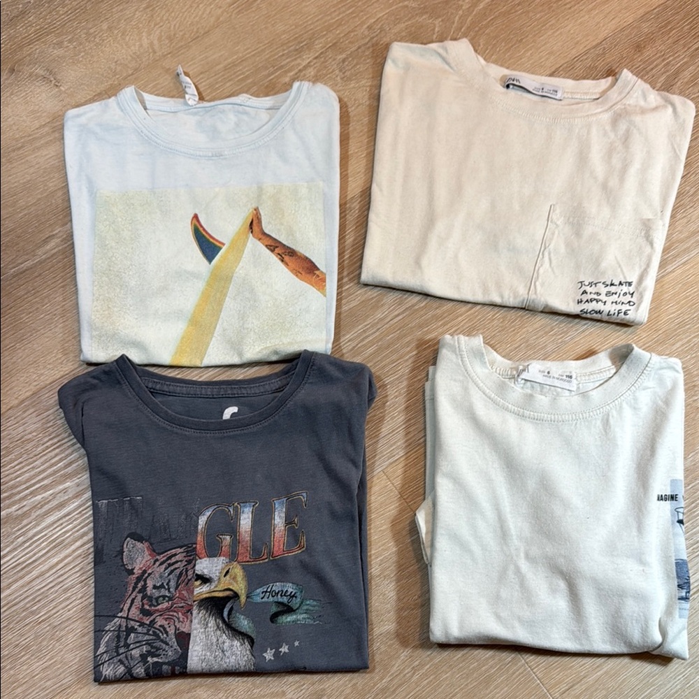 Zara Kids Long Sleeve Tees - Cream, Gray, White